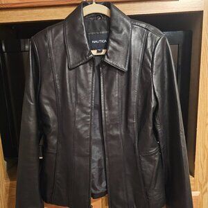 Nautica Black Leather Jacket size M